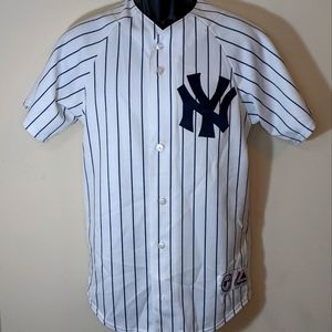 Mens Majestic NEW YORK YANKEES "Plus Size" Baseball JERSEY White, Small